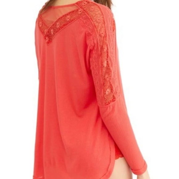 NWT Free People rose crimson ‘Lola’ lace trim top, Medium - Picture 4 of 11
